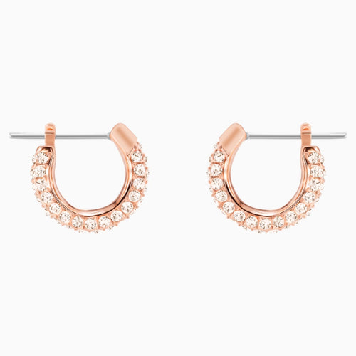 Stone Pierced Earrings, Pink, Rose-gold tone plated