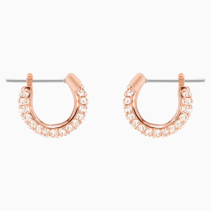 Stone Pierced Earrings, Pink, Rose-gold tone plated