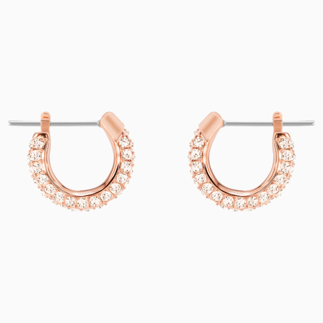 Stone Pierced Earrings, Pink, Rose-gold tone plated