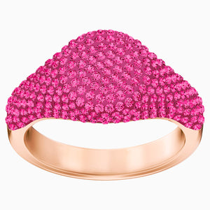 Stone Signet Ring, Pink, Rose-gold tone plated