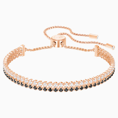 Subtle Bracelet, Black, Rose-gold tone plated