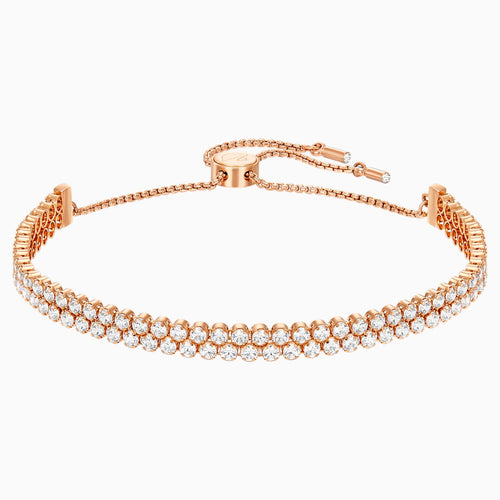 Subtle Bracelet, White, Rose-gold tone plated