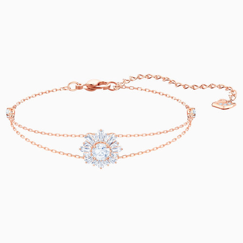 Sunshine Bracelet, White, Rose-gold tone plated