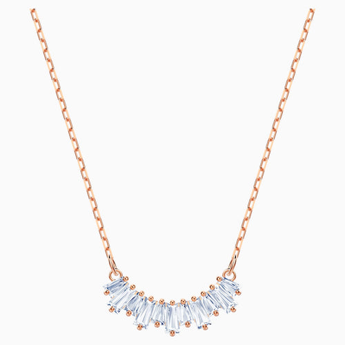 Sunshine Necklace, White, Rose-gold tone plated