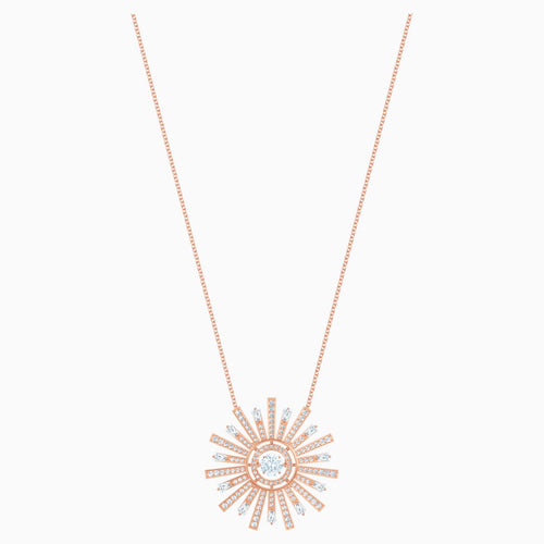 Sunshine Necklace, White, Rose-gold tone plated