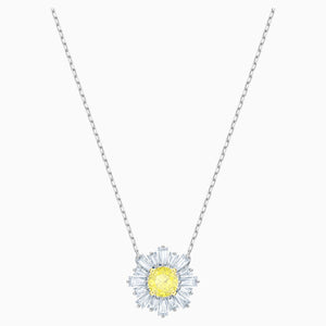 Sunshine Pendant, Yellow, Rhodium plated