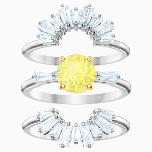 Sunshine Ring Set, White, Rhodium plated