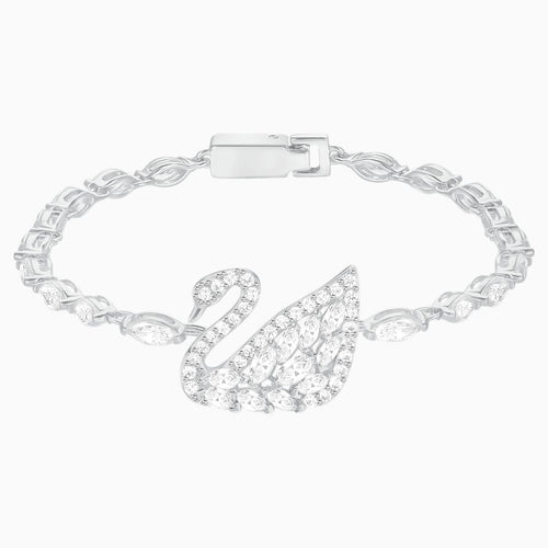 Swan Lake Bracelet, White, Rhodium plating