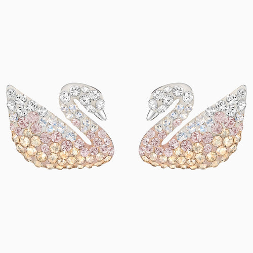 Swarovski Iconic Swan Pierced Earrings, Multi-coloured, Rhodium plated