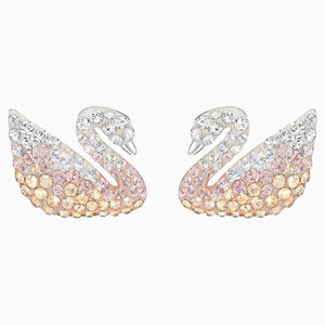 Swarovski Iconic Swan Pierced Earrings, Multi-coloured, Rhodium plated