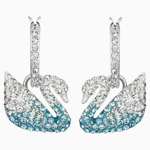 Swarovski Iconic Swan Pierced Earrings, Multi-coloured, Rhodium plated