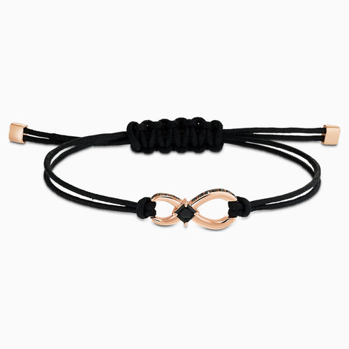 Swarovski Infinity Bracelet, Black, Rose-gold tone plated