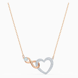 Swarovski Infinity Heart Necklace, White, Mixed metal finish