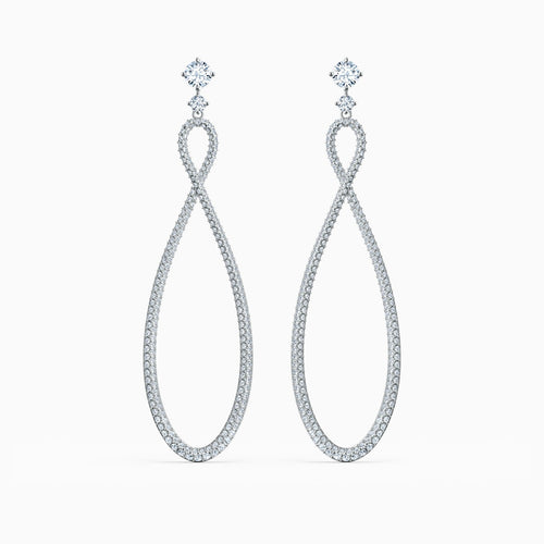 Swarovski Infinity Hoop Pierced Earrings, White, Rhodium plated