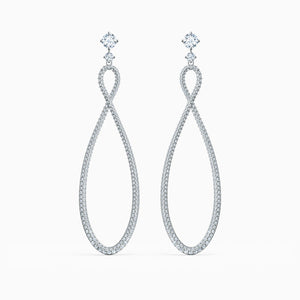 Swarovski Infinity Hoop Pierced Earrings, White, Rhodium plated