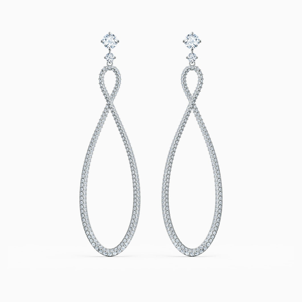 Swarovski Infinity Hoop Pierced Earrings, White, Rhodium plated