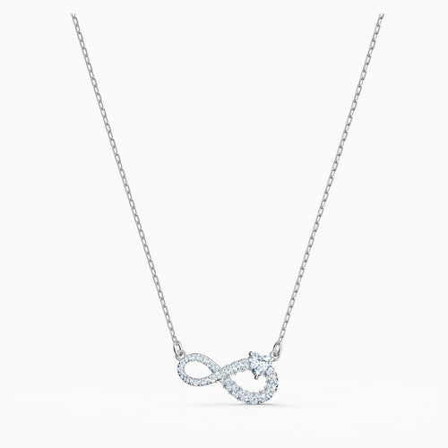 Swarovski Infinity Necklace, White, Rhodium plated