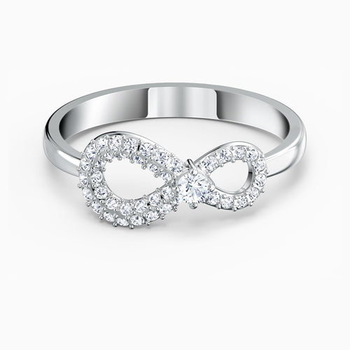 Swarovski Infinity Ring, White, Rhodium plated