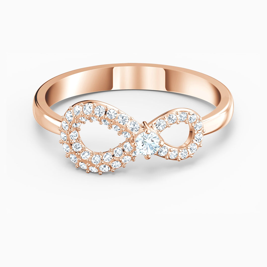 Swarovski Infinity Ring, White, Rose-gold tone plated