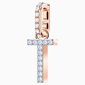 Swarovski Remix Collection Charm T, White, Rose-gold tone plated