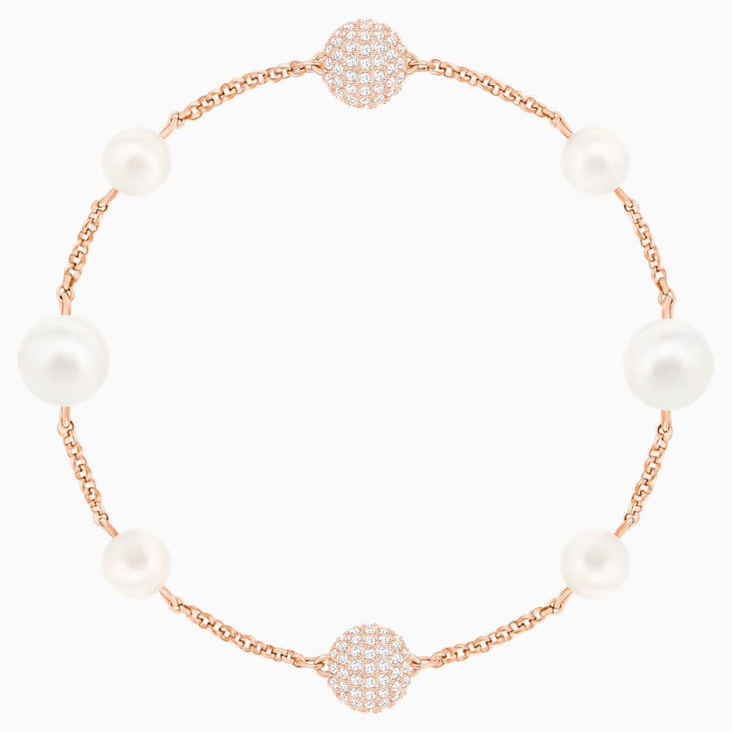 Swarovski Remix Collection Round Pearl Strand, White, Rose-gold tone plated