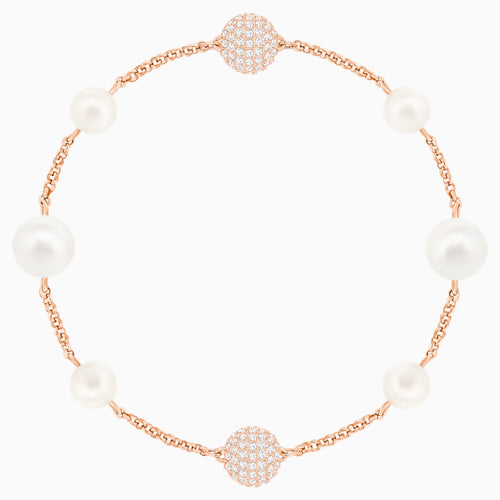 Swarovski Remix Collection Round Pearl Strand, White, Rose-gold tone plated