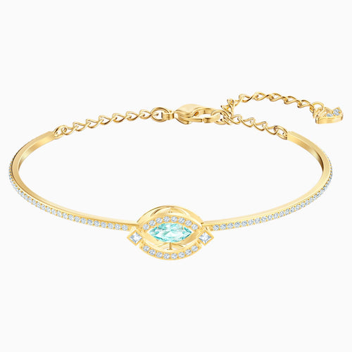 Swarovski Sparkling Dance Bangle, Green, Gold-tone plated