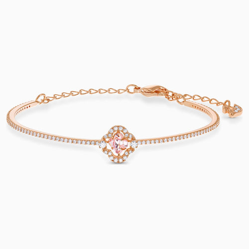 Swarovski Sparkling Dance Bangle, Pink, Rose-gold tone plated