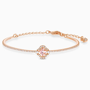 Swarovski Sparkling Dance Bangle, Pink, Rose-gold tone plated