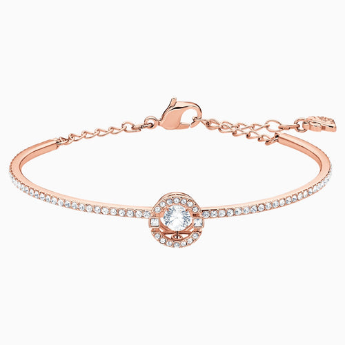 Swarovski Sparkling Dance Bangle, White, Rose-gold tone plated