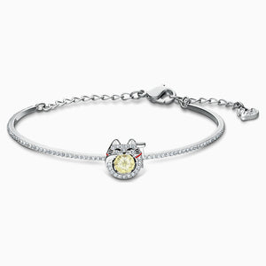 Swarovski Sparkling Dance Cat Bangle, Light multi-coloured, Rhodium plated