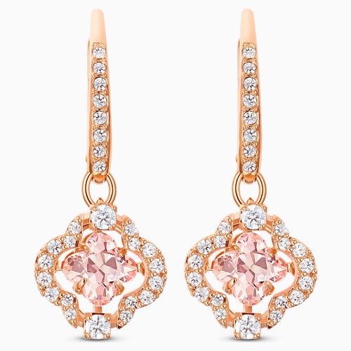 Swarovski Sparkling Dance Clover Pierced Earrings, Pink, Rose-gold tone plated