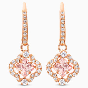 Swarovski Sparkling Dance Clover Pierced Earrings, Pink, Rose-gold tone plated