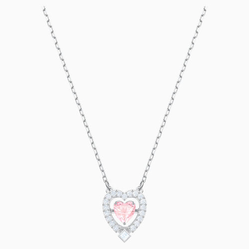 Swarovski Sparkling Dance Heart Necklace, Pink, Rhodium plated