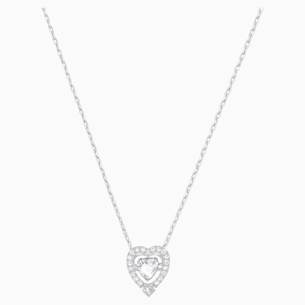Swarovski Sparkling Dance Heart Necklace, White, Rhodium plated