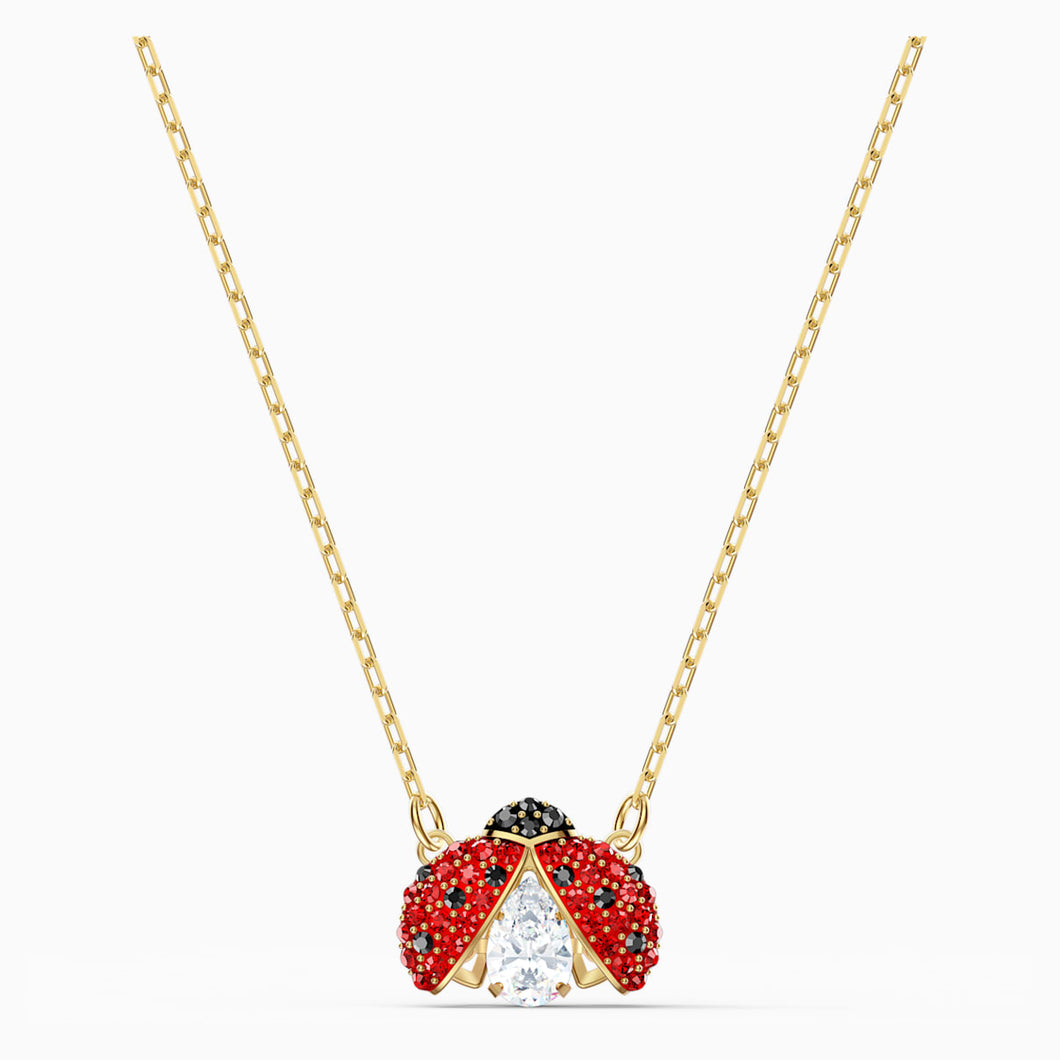 Swarovski Sparkling Dance Ladybug Necklace, Red, Gold-tone plated