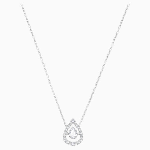 Swarovski Sparkling Dance Pear Necklace, White, Rhodium plated