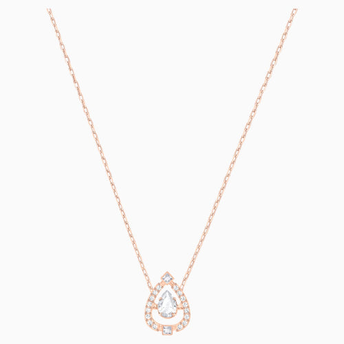 Swarovski Sparkling Dance Pear Necklace, White, Rose-gold tone plated