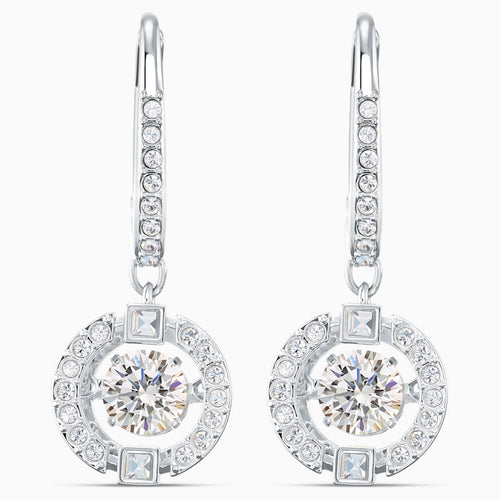 Swarovski Sparkling Dance Pierced Earrings, White, Rhodium plated