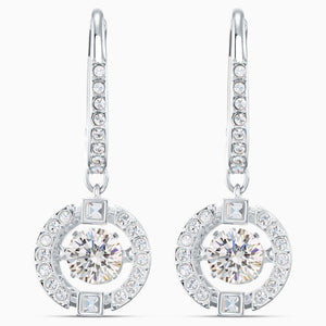 Swarovski Sparkling Dance Pierced Earrings, White, Rhodium plated