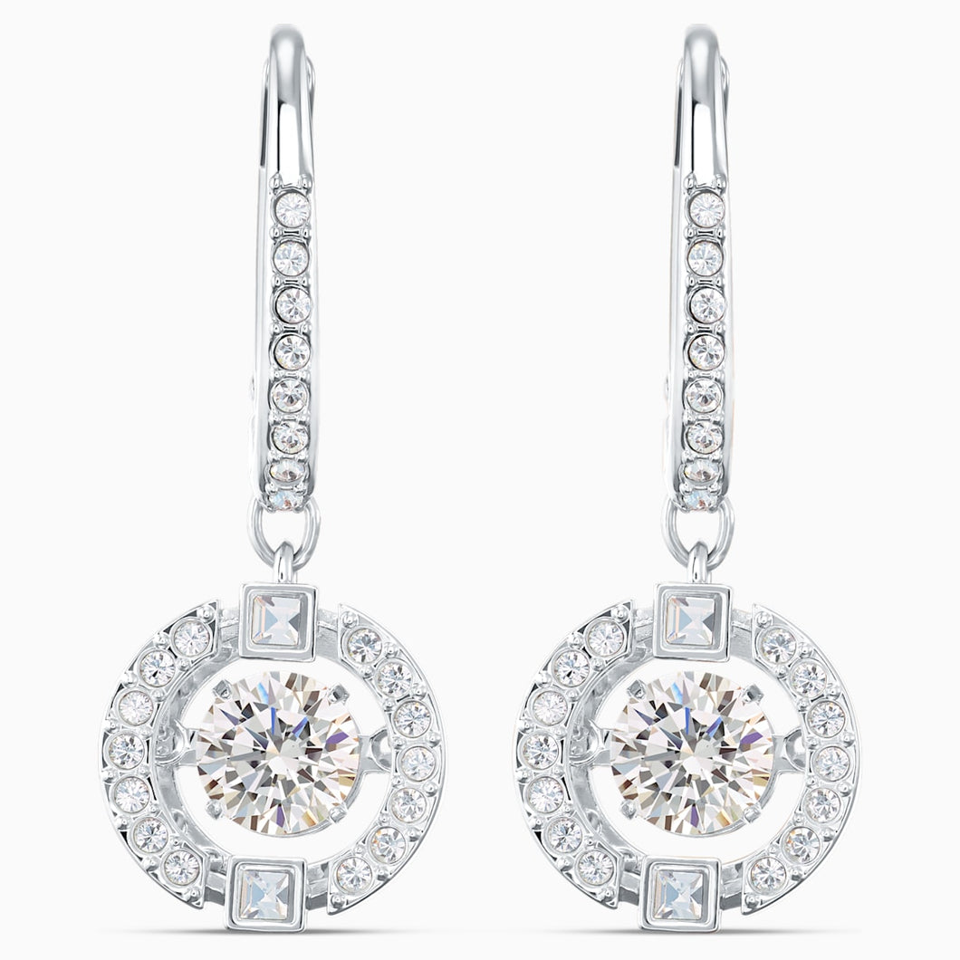 Swarovski Sparkling Dance Pierced Earrings, White, Rhodium plated