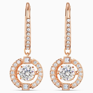 Swarovski Sparkling Dance Pierced Earrings, White, Rose-gold tone plated