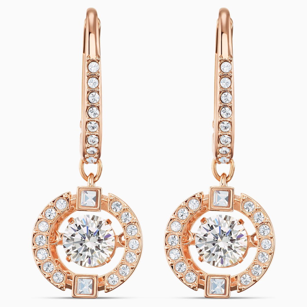 Swarovski Sparkling Dance Pierced Earrings, White, Rose-gold tone plated