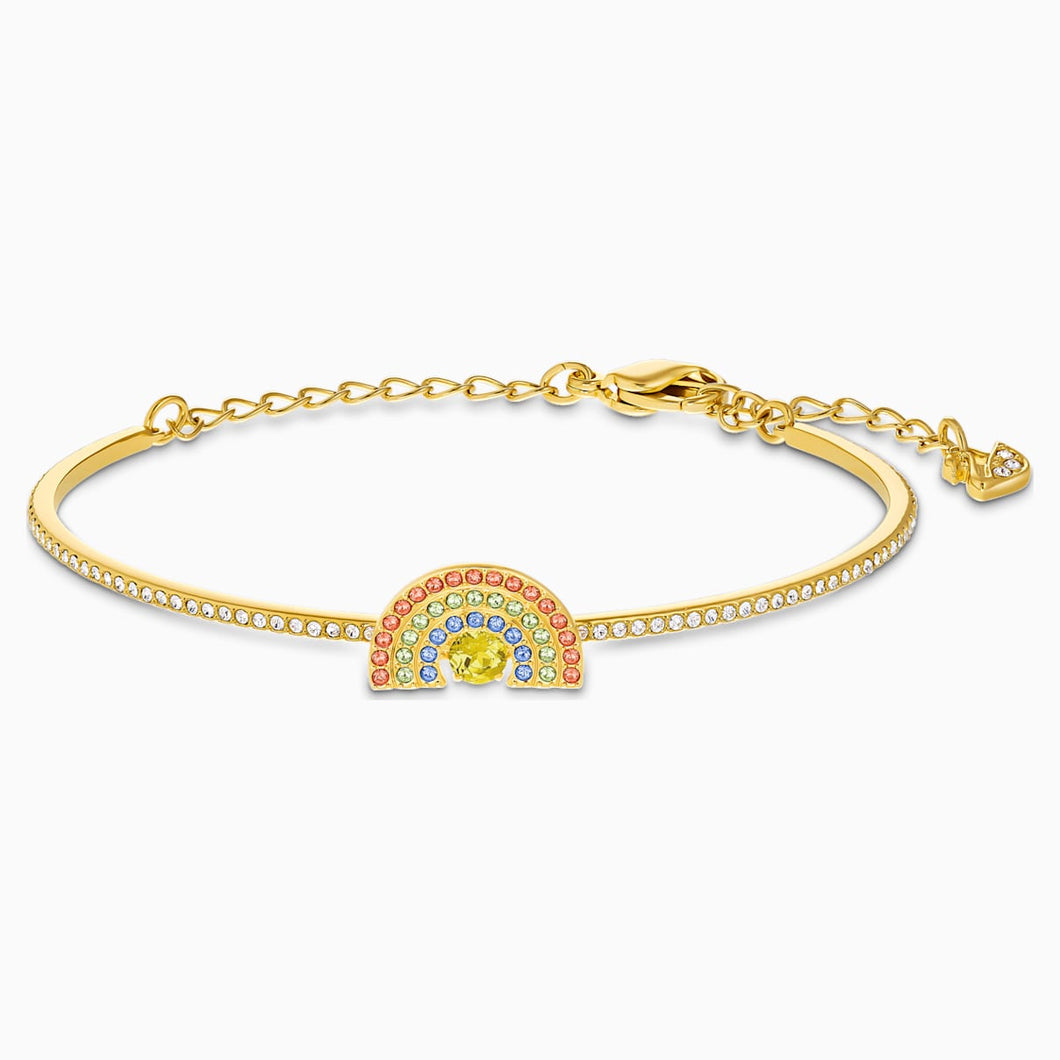 Swarovski Sparkling Dance Rainbow Bangle, Light multi-coloured, Gold-tone plated