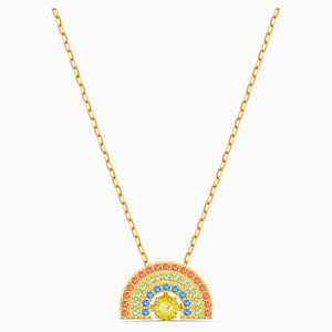 Swarovski Sparkling Dance Rainbow Necklace, Light multi-coloured, Gold-tone plated