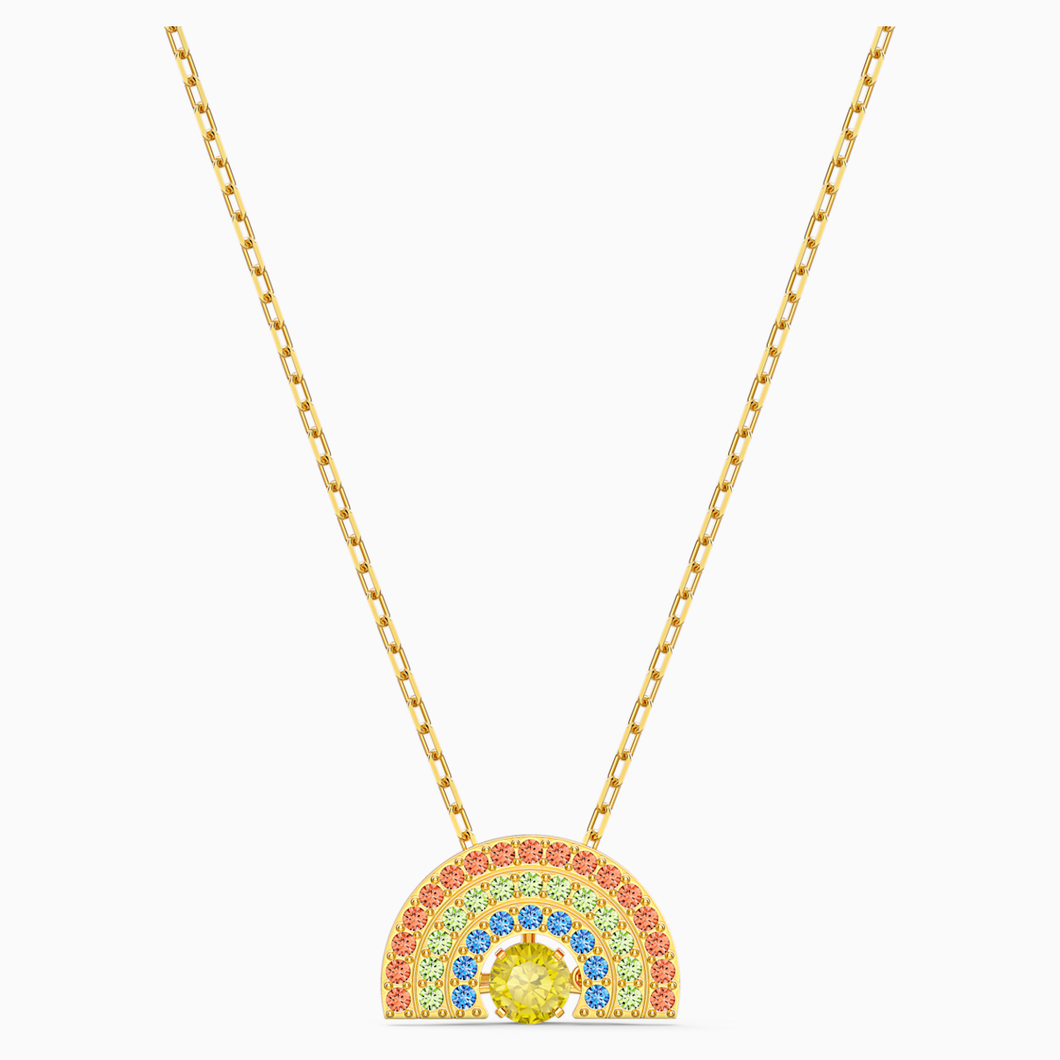 Swarovski Sparkling Dance Rainbow Necklace, Light multi-coloured, Gold-tone plated