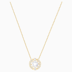 Swarovski Sparkling Dance Round Necklace, White, Gold-tone plated