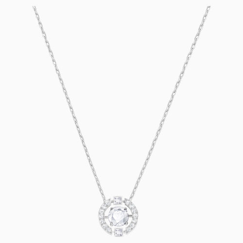 Swarovski Sparkling Dance Round Necklace, White, Rhodium plated