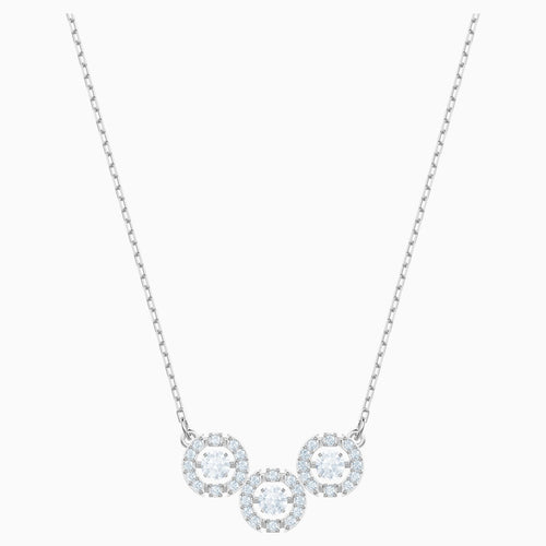 Swarovski Sparkling Dance Trilogy Necklace, White, Rhodium plated