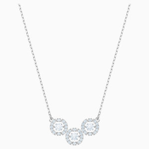 Swarovski Sparkling Dance Trilogy Necklace, White, Rhodium plated